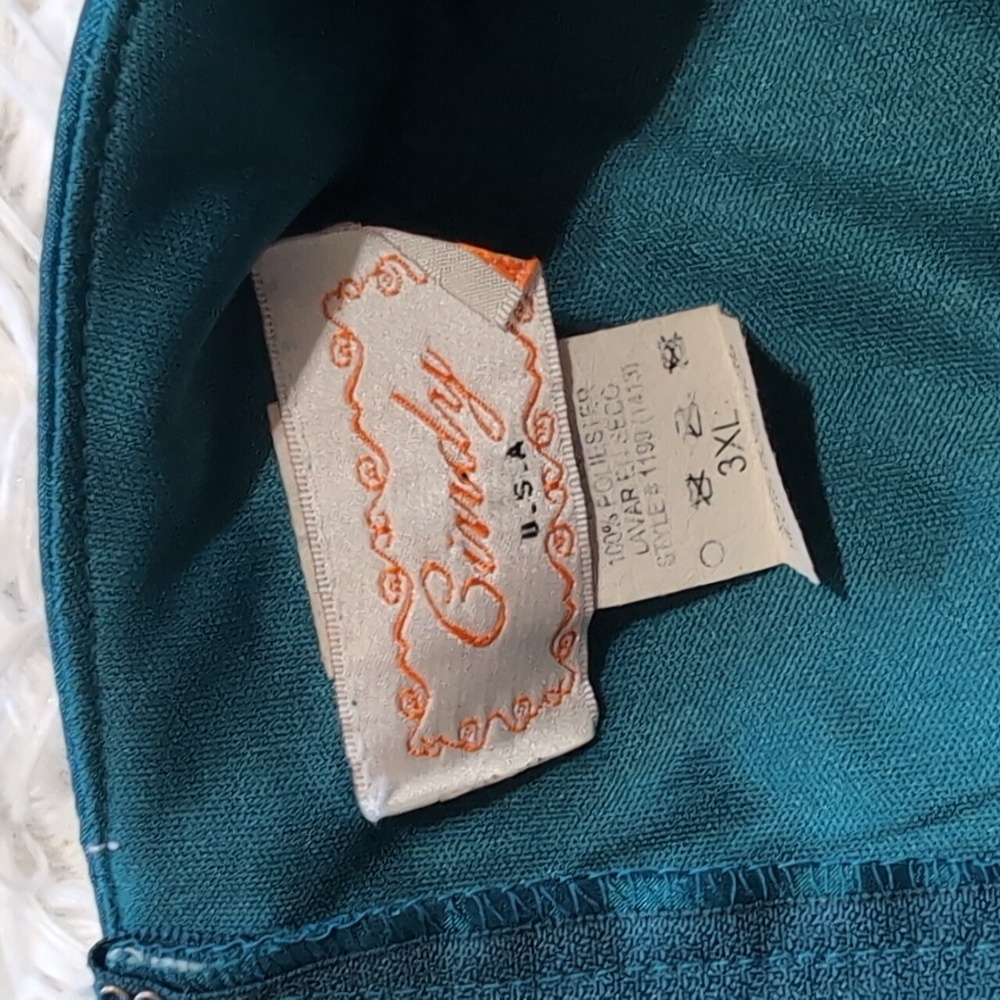Y2K Vintage Cindy USA Iridescent Aqua Taffeta 2 Piece Cocktail Dress 3XL - Picture 9 of 16